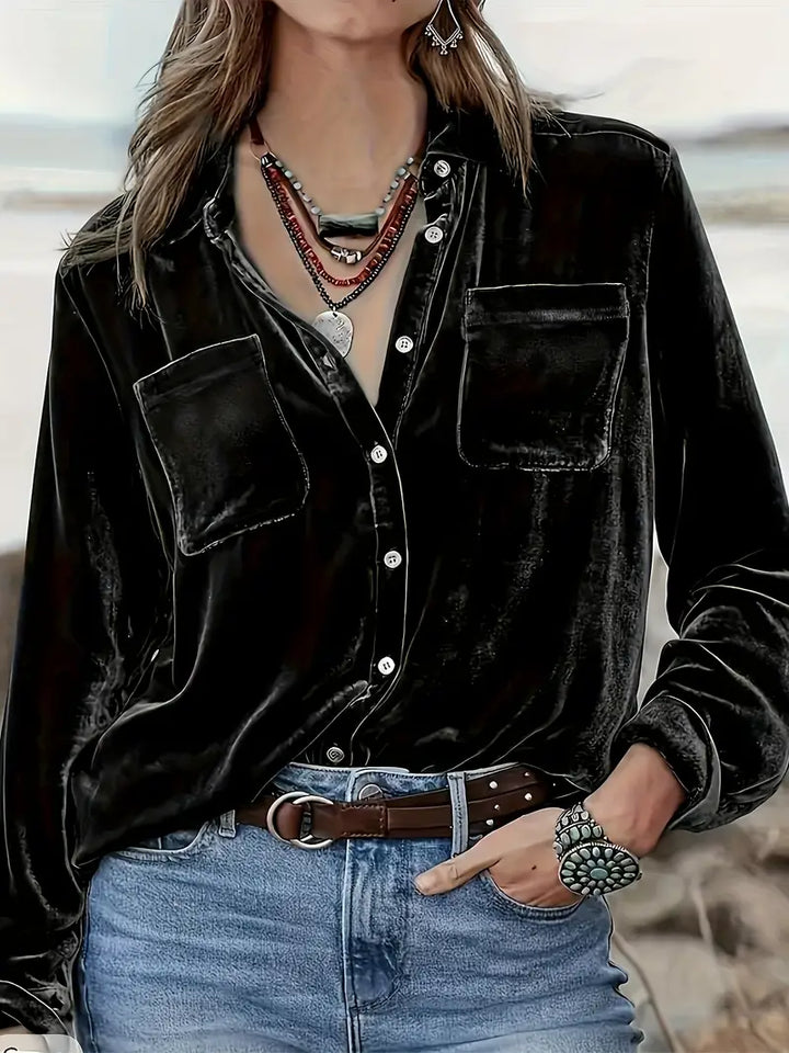 Geanie - Hosszú Ujjú Ing Elülső Zsebekkel