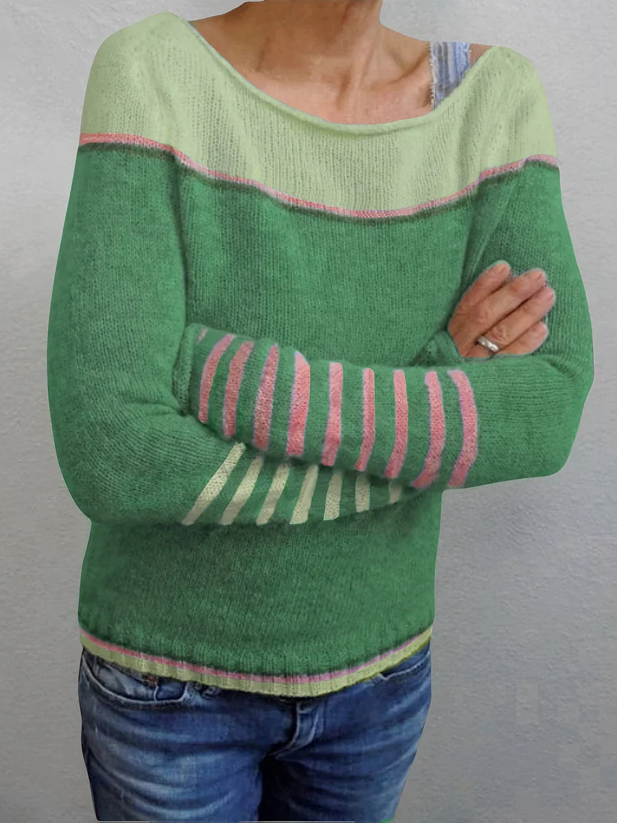 Talithia – Csíkos Kötött Hosszú Ujjú Pulóver