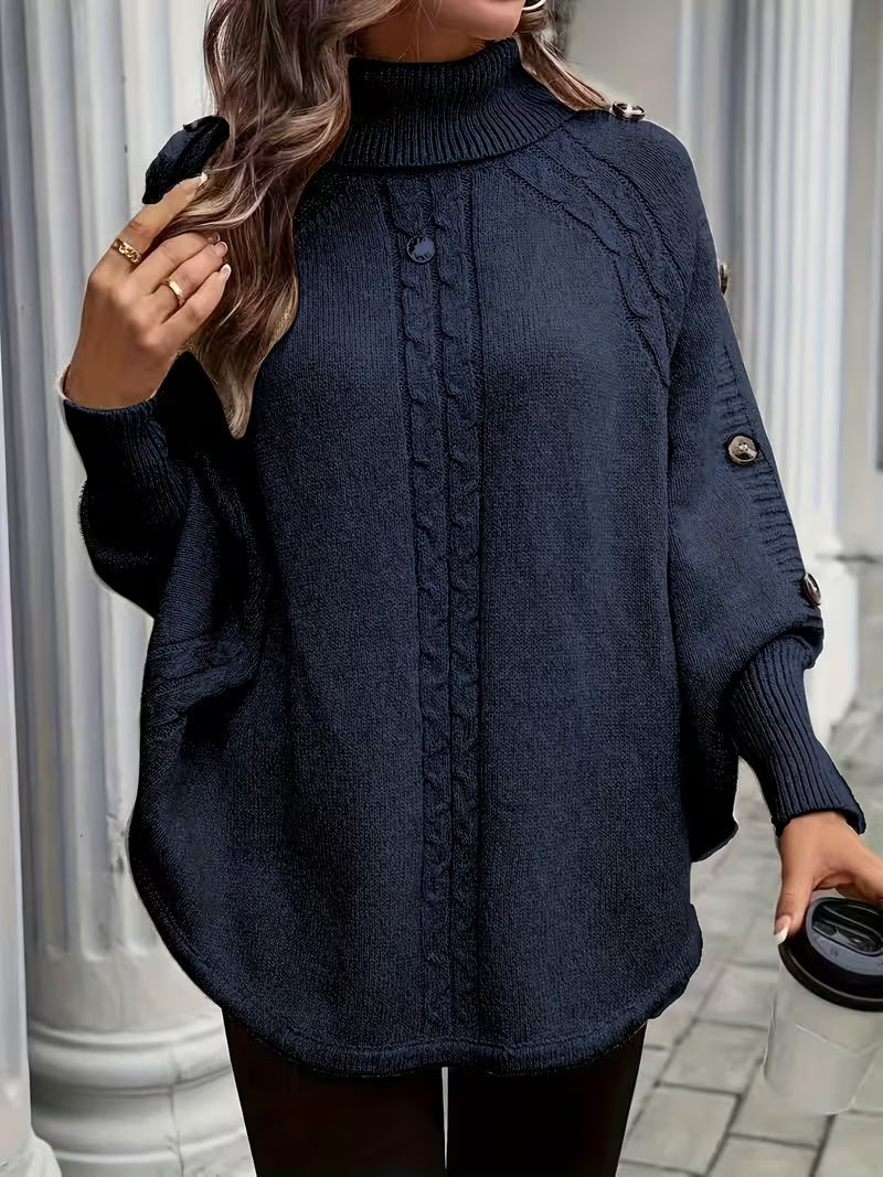 Lolana - Magas Nyakú Pulóver Csavart Stílussal