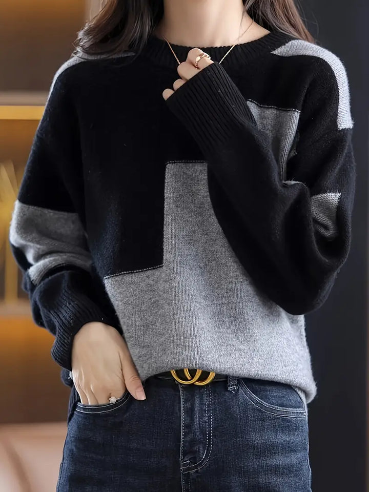 Gala - Elegáns Hosszú Ujjú Pulóver Geometrikus Mintával