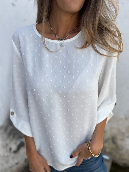 Lyutsiya - Kerek Nyakú Hímzett Nagy Mandzsettás Alkalmi Ing