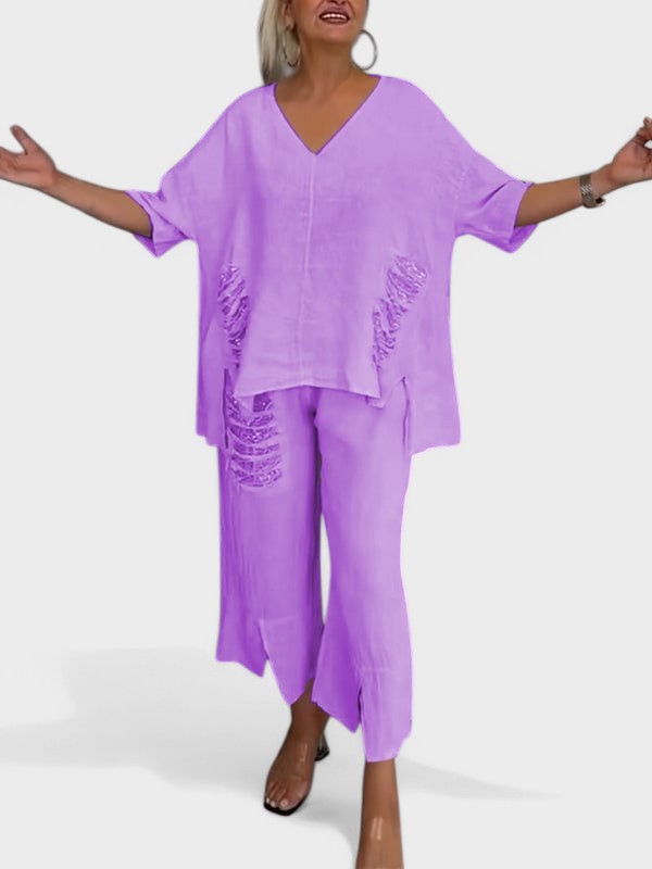 Raisa - V-Nyakú Kétrészes Szett Nyárra