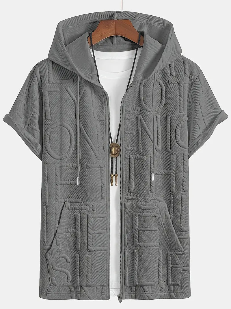 Henryk - Elegáns Rövid Ujjú Kapucnis Cipzáras Pulóver