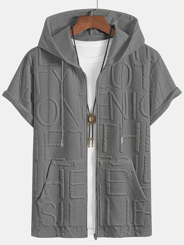 Henryk - Elegáns Rövid Ujjú Kapucnis Cipzáras Pulóver