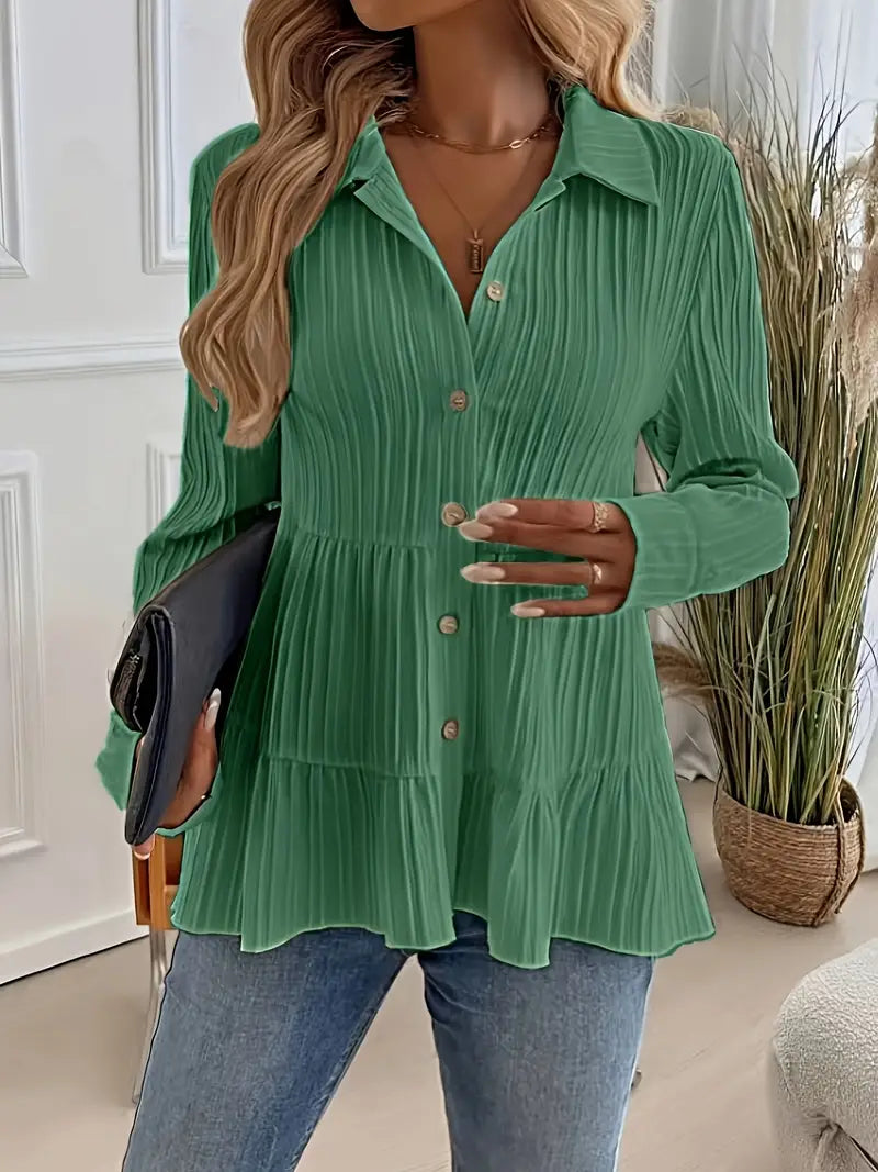 Majlinda – Stílusos Hosszú Ujjú Ing Gombokkal