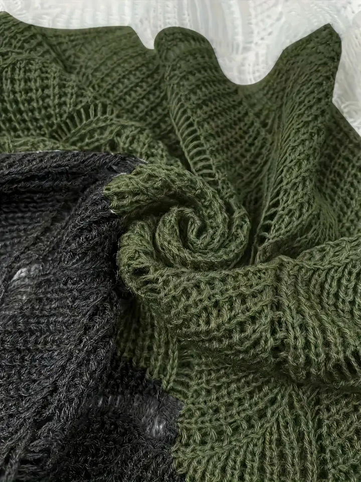 Renilda - Elegáns V-Nyakú Kötött Pulóver