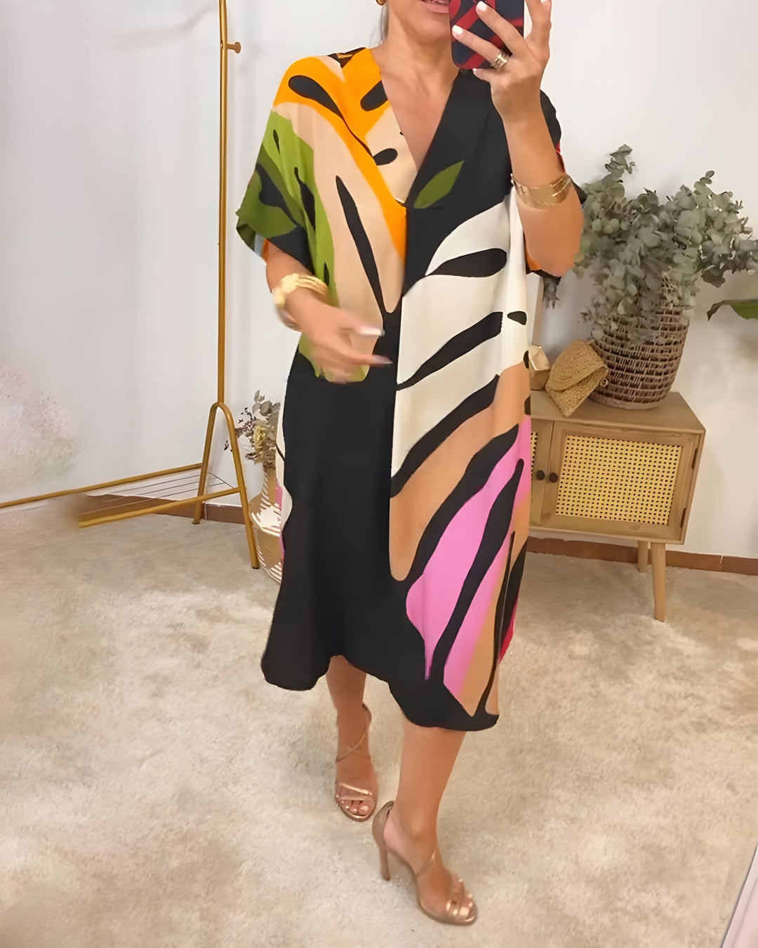 Madeline - Színes Alkalmi Ruha V-Nyakkivágással