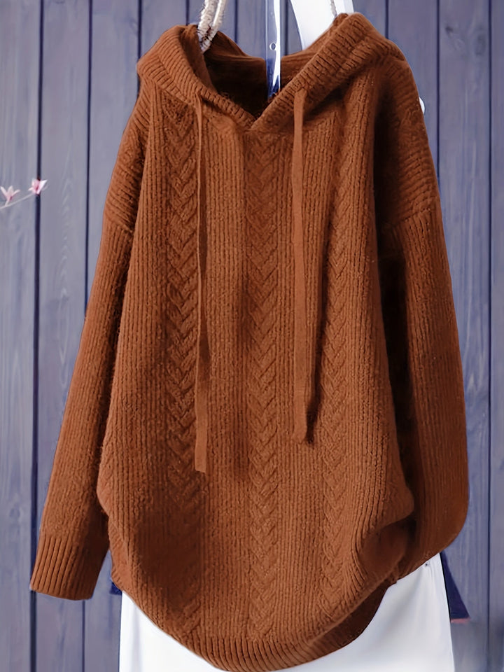 Genivee – Alkalmi Hosszú Ujjú Kötött Kapucnis Pulóver