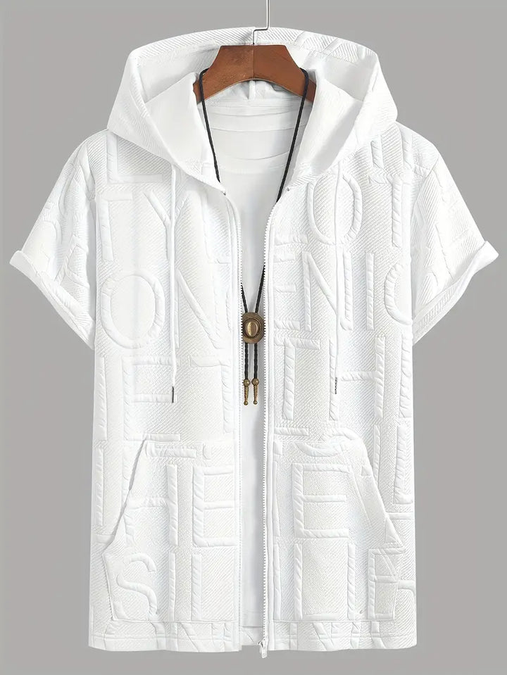 Henryk - Elegáns Rövid Ujjú Kapucnis Cipzáras Pulóver