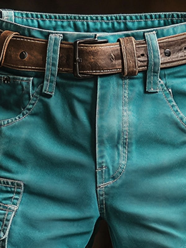 Férfi Retro Outdoor Ripstop Többfunkciós Cargo Rövidnadrág (övvel)