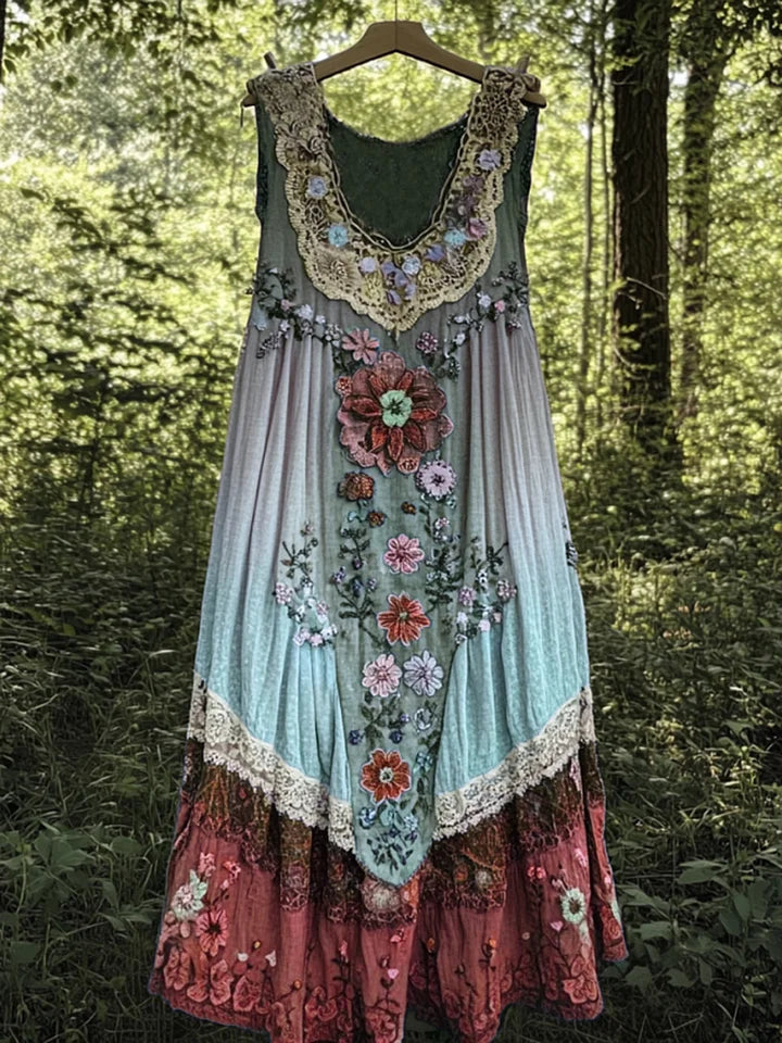 Evabella - Patchwork Művészet Lenvászon tankruha