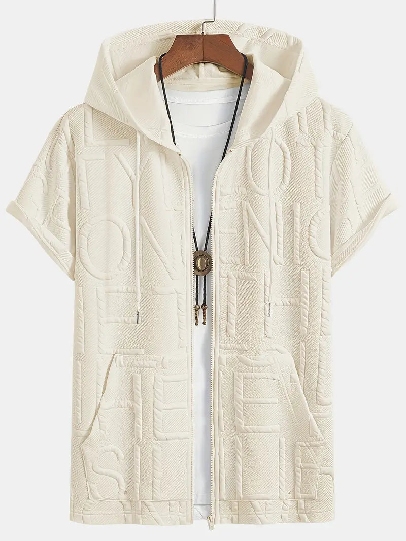 Henryk - Elegáns Rövid Ujjú Kapucnis Cipzáras Pulóver