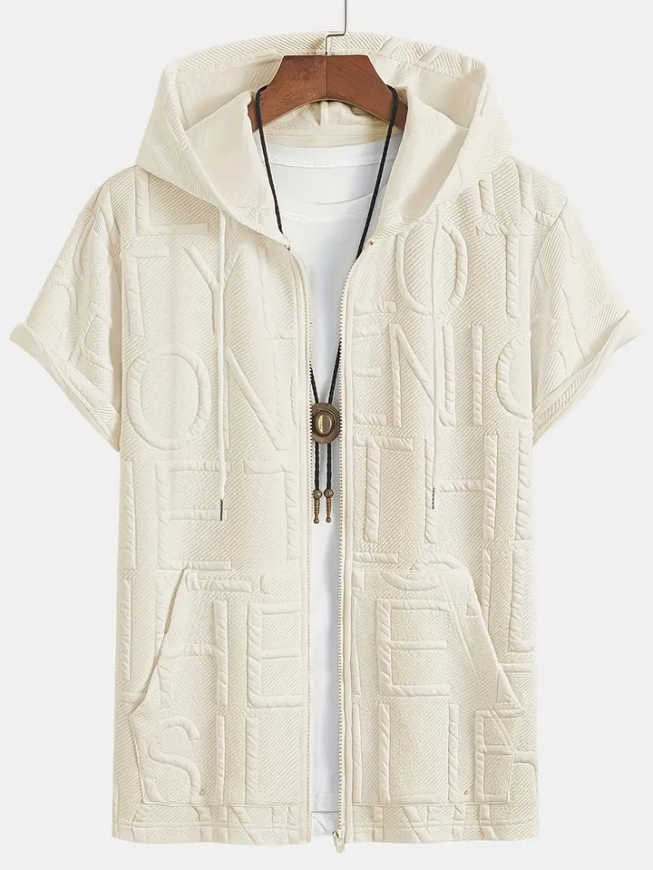 Henryk - Elegáns Rövid Ujjú Kapucnis Cipzáras Pulóver