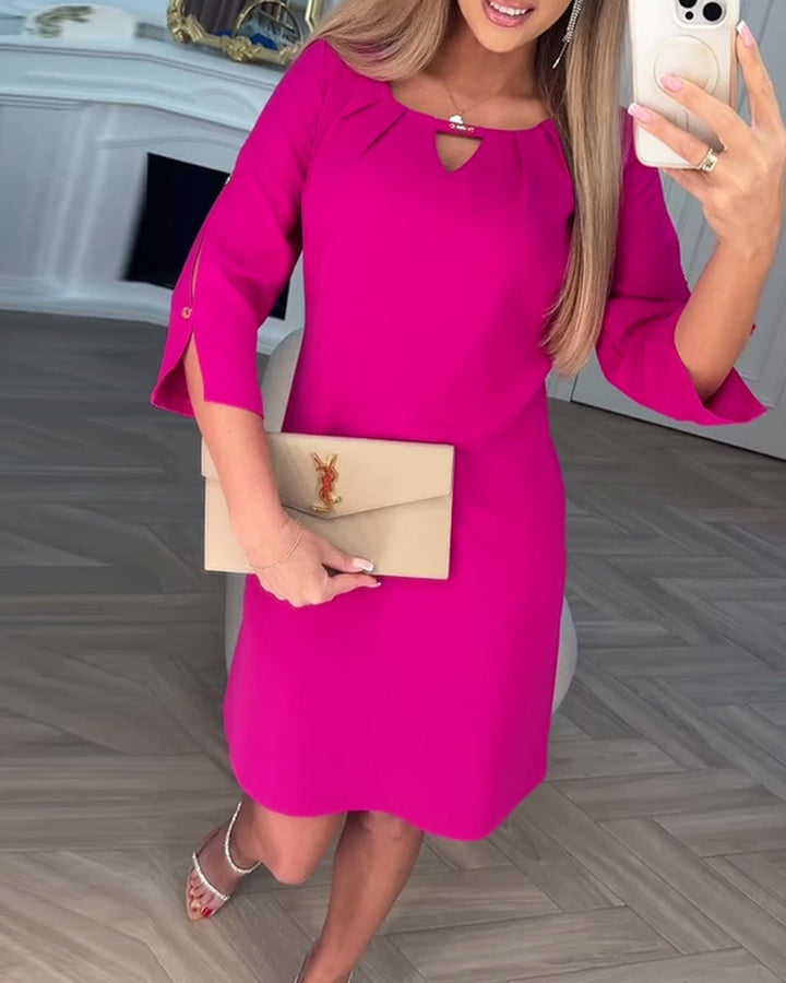 Kamelia - Kulcslyukú Ujjas Mini Ruha