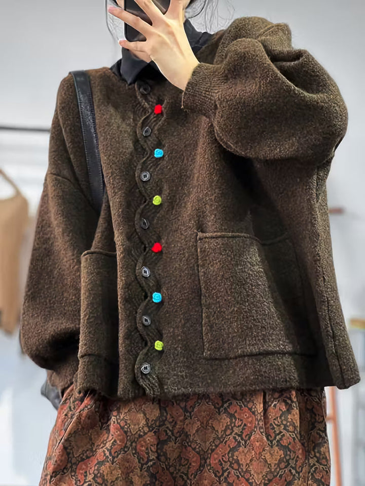 Kynza - Oversize Kardigán Színes Gombokkal Elöl