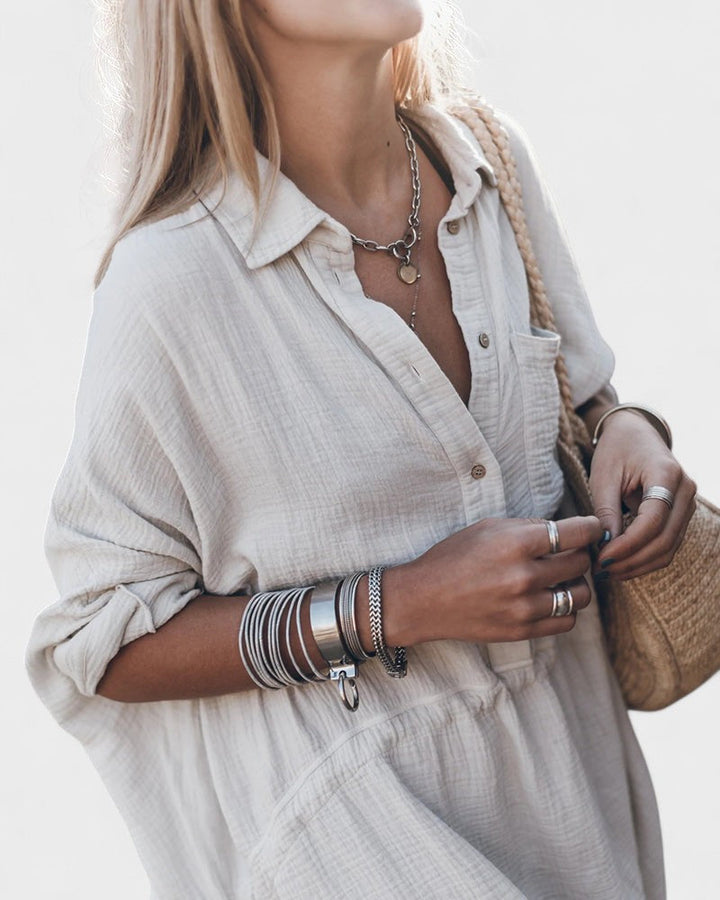 Rosina - Lenvászon Ruha Elülső Zsebbel