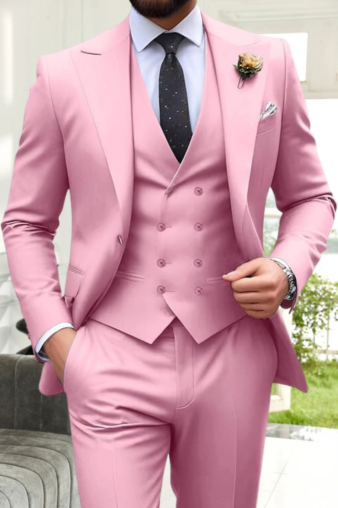 Gremist - Csúcsos Gallér Karcsú Szabás 3 Részes öltönyök