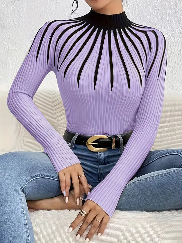 Maider - Elegáns Hosszú Ujjú Pulóver Magas Nyakkal