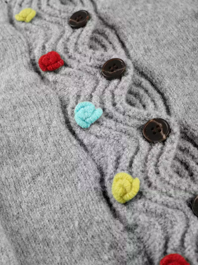 Kynza - Oversize Kardigán Színes Gombokkal Elöl