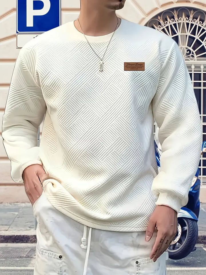 Malinga – Hosszú Ujjú Alkalmi Geometrikus Mintás Pulóver