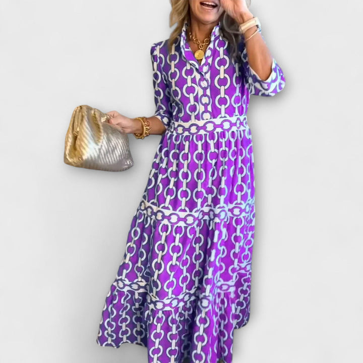 Stavroula - Láncmintás Midi Ruha