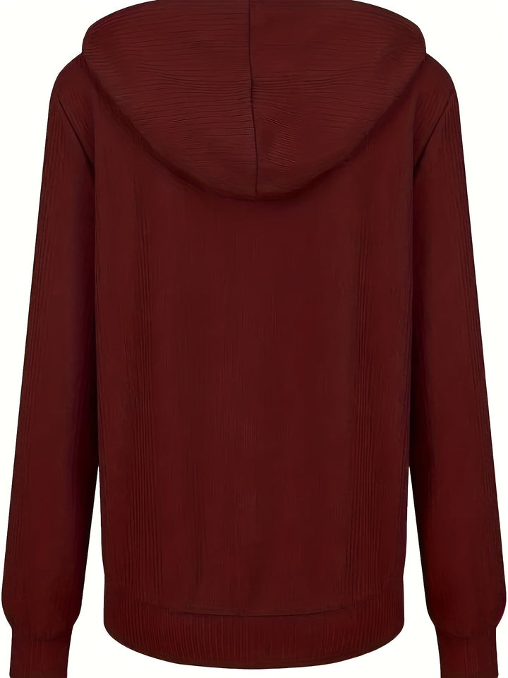 Moira - Hosszú Ujjú, Cipzáras, Húzózsinórral Ellátott Kapucnis Pulóver