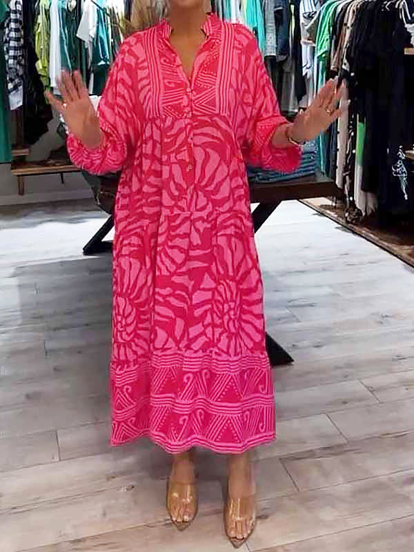 Elyanna - Nyomtatott V-Nyakú Ruha