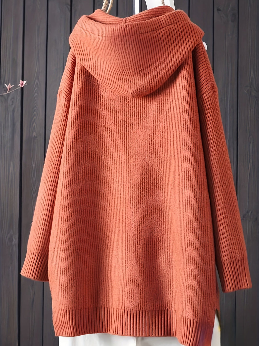 Genivee – Alkalmi Hosszú Ujjú Kötött Kapucnis Pulóver