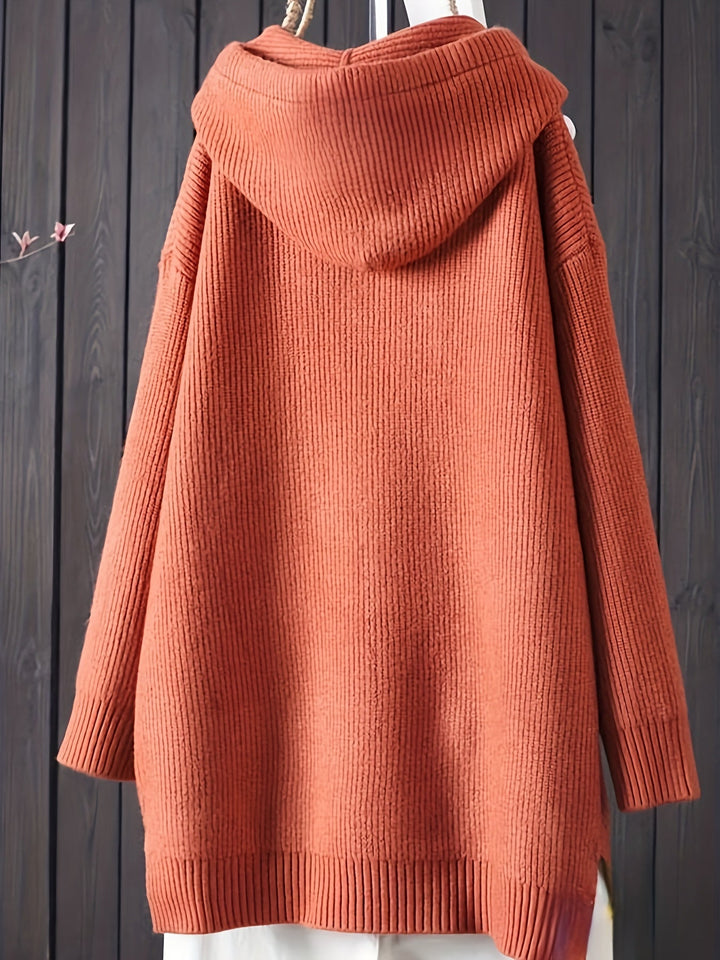 Genivee – Alkalmi Hosszú Ujjú Kötött Kapucnis Pulóver