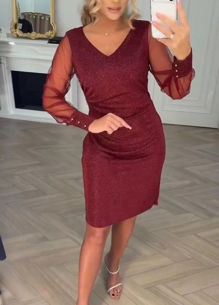 Irisa - Csillogó Patchwork Midi Ruha