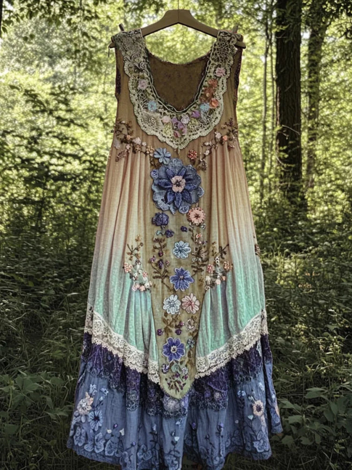 Evabella - Patchwork Művészet Lenvászon tankruha