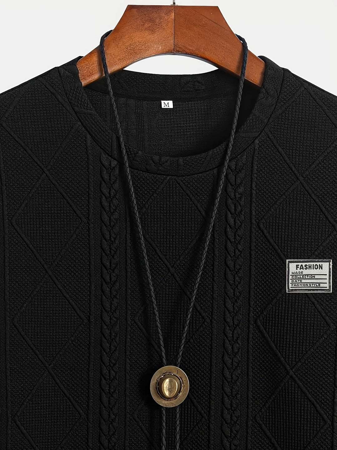 Lyman - Geometrikus Mintás Hosszú Ujjú Kapucnis Pulóver