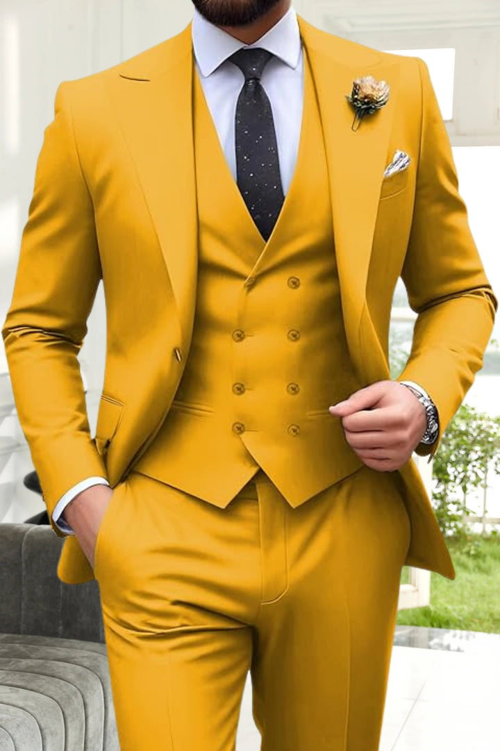 Gremist - Csúcsos Gallér Karcsú Szabás 3 Részes öltönyök