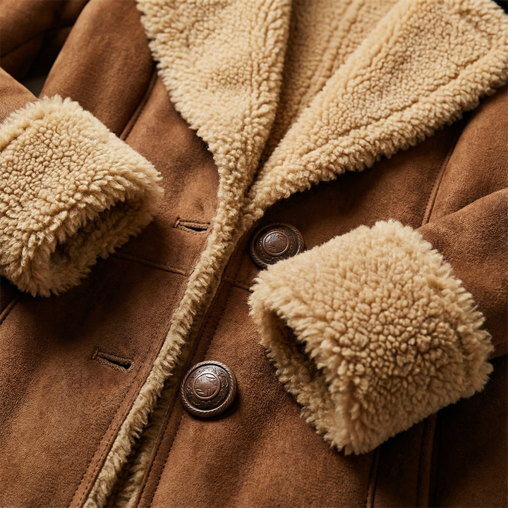 Zeeta - Hosszú Vintage Kabát Műszőrme Gallérral