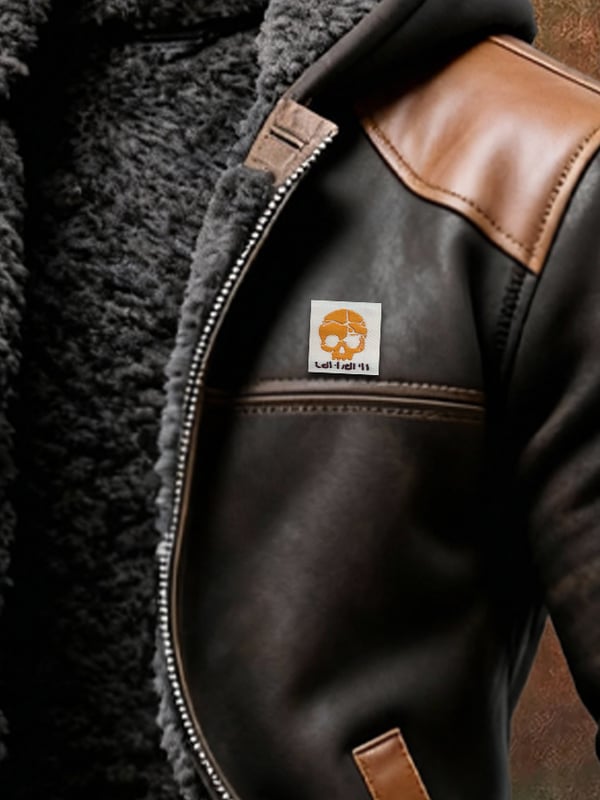 Pessina - Elegáns Bőr Kapucnis Kabát Hosszú Ujjú