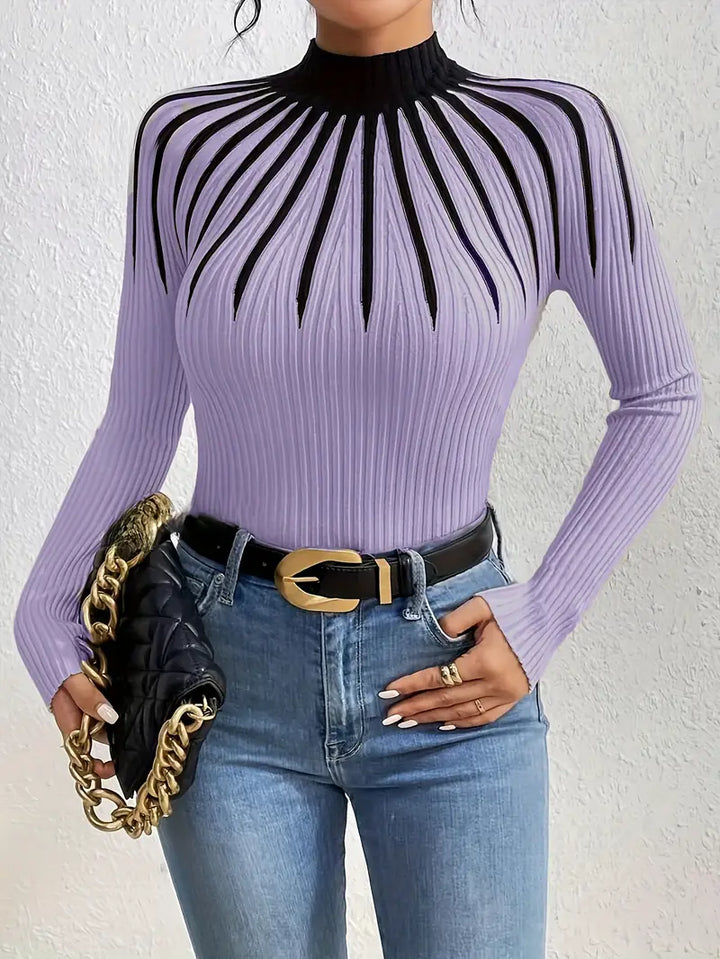 Maider - Elegáns Hosszú Ujjú Pulóver Magas Nyakkal