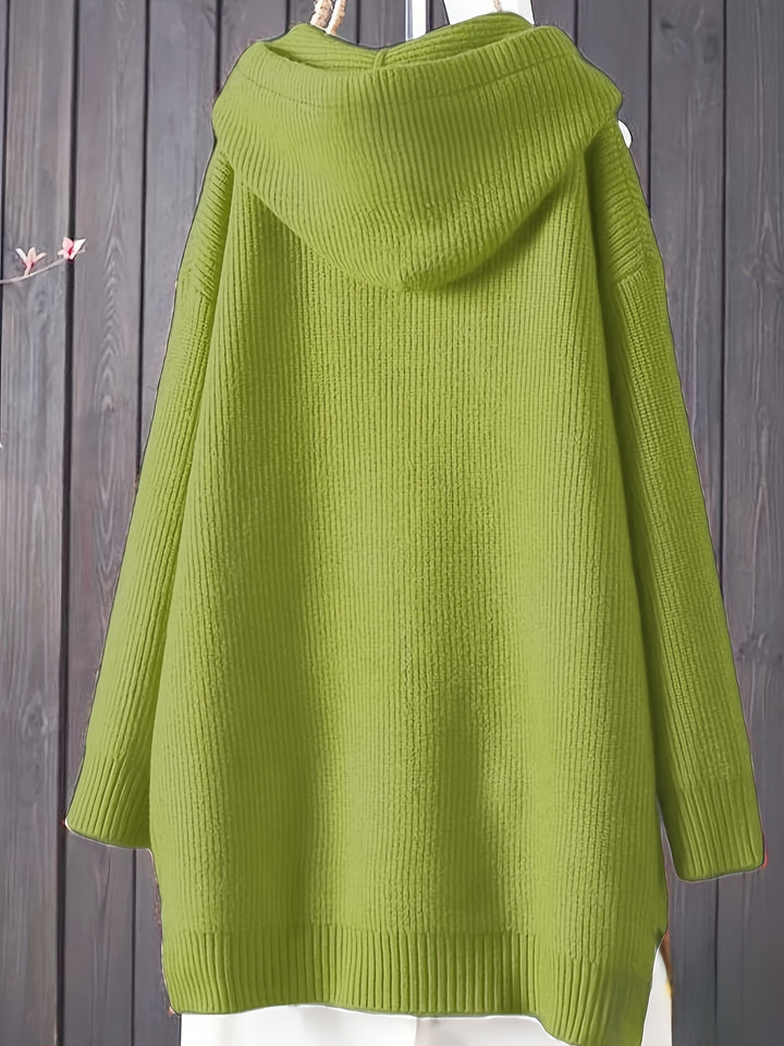 Genivee – Alkalmi Hosszú Ujjú Kötött Kapucnis Pulóver