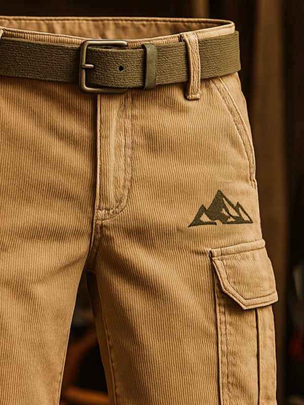 Férfi Retro Divat Klasszikus Kordbársony Multifunkcionális Munkaruha Rövidnadrág