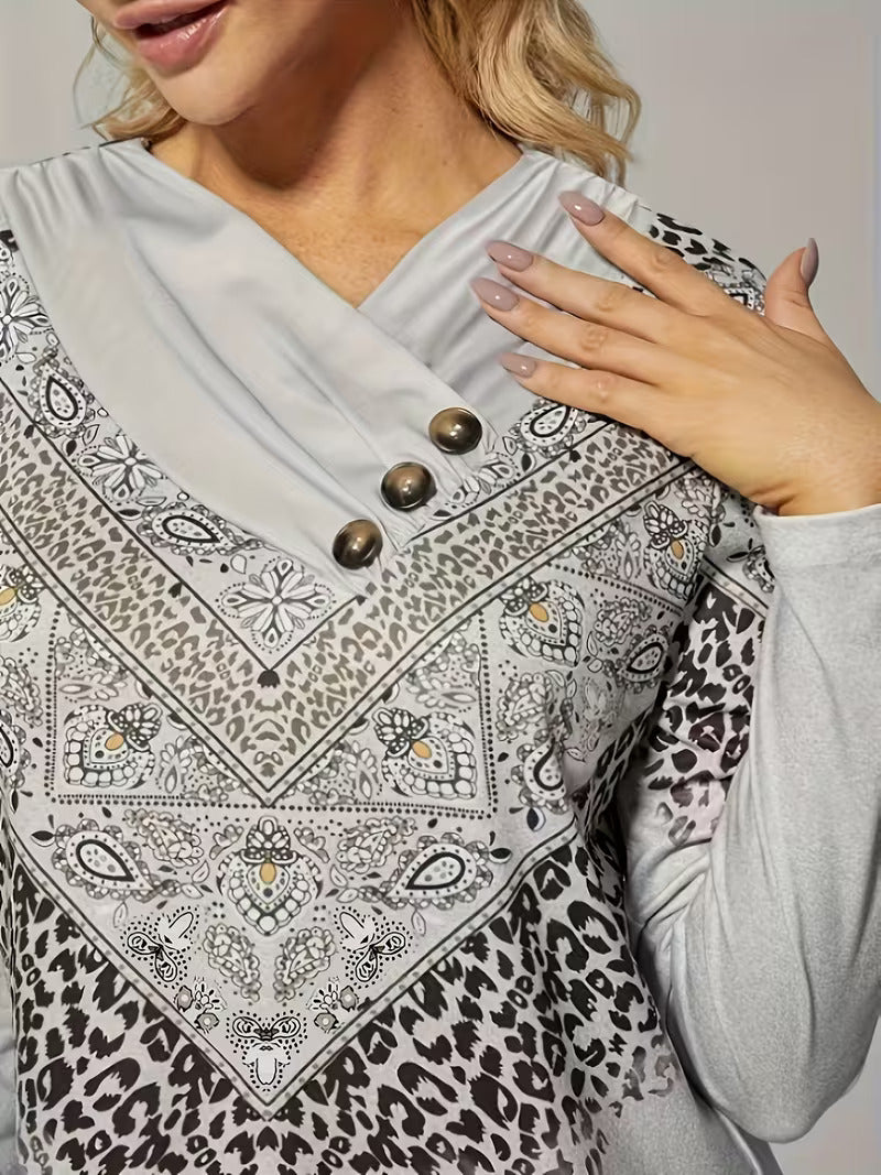 Dainora - Etnikai Stílusú Tatár Nyomtatott Mini Ruha