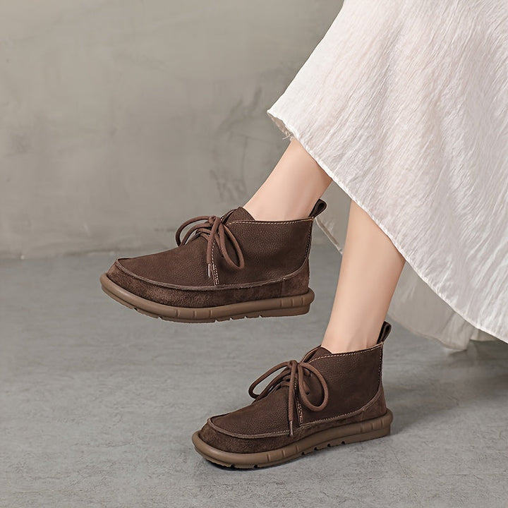 Lirinda - Bőr Bokacsizma Csipkés Felkötéssel