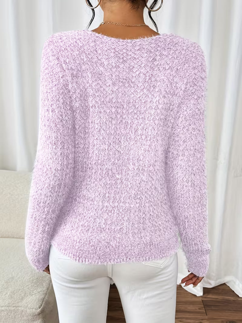 Aderah - Laza Illeszkedésű V-Nyakú Pulóver