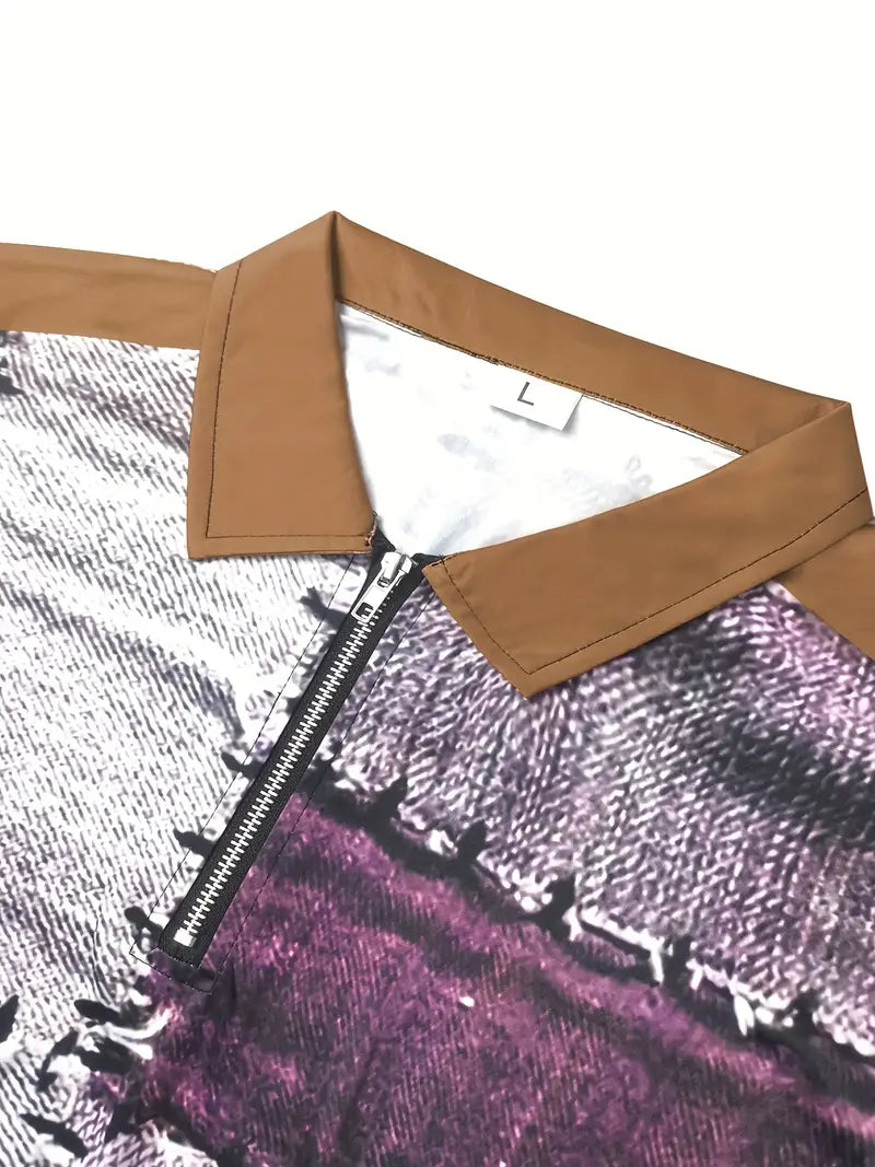 Zerem - Színes Blokkos Hosszú Ujjú ing Cipzárral