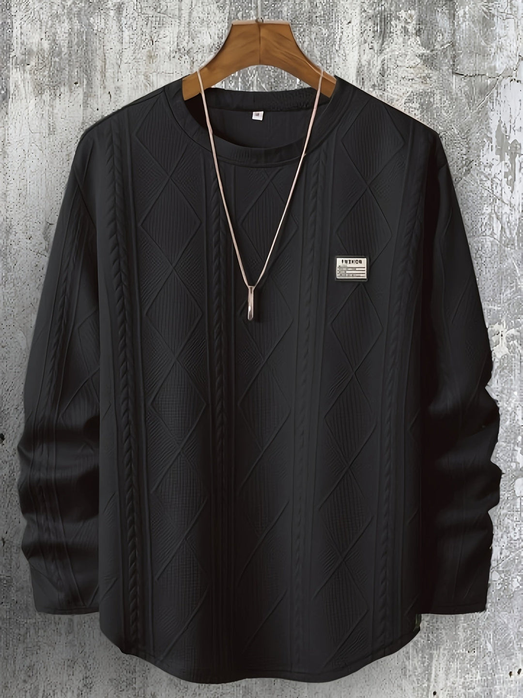 Lyman - Geometrikus Mintás Hosszú Ujjú Kapucnis Pulóver