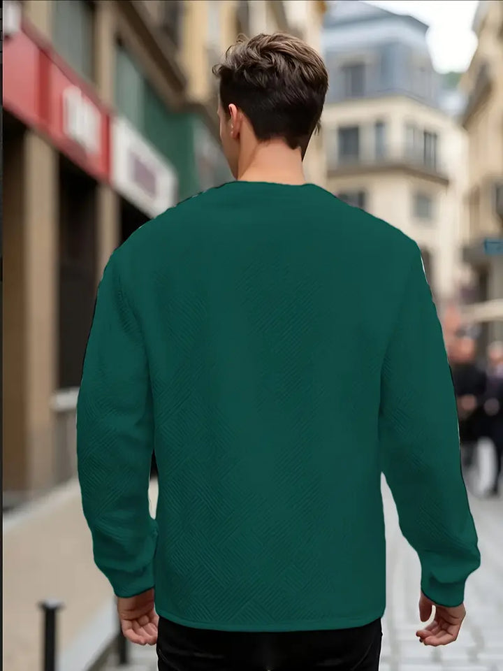 Malinga – Hosszú Ujjú Alkalmi Geometrikus Mintás Pulóver