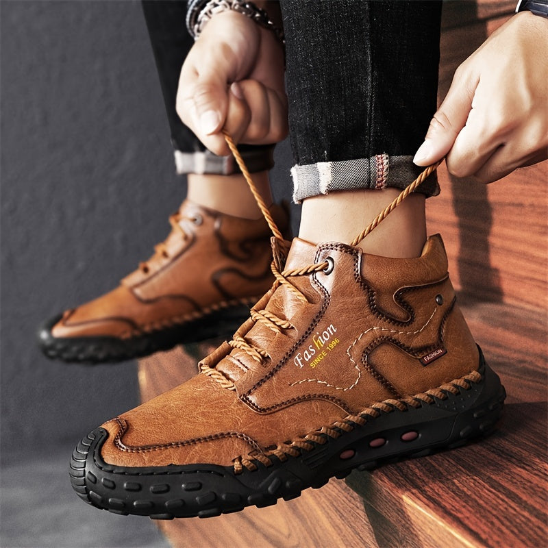 Kolman – Alkalmi Bőr Csipkés Bokacsizma Csúszásgátló Talppal