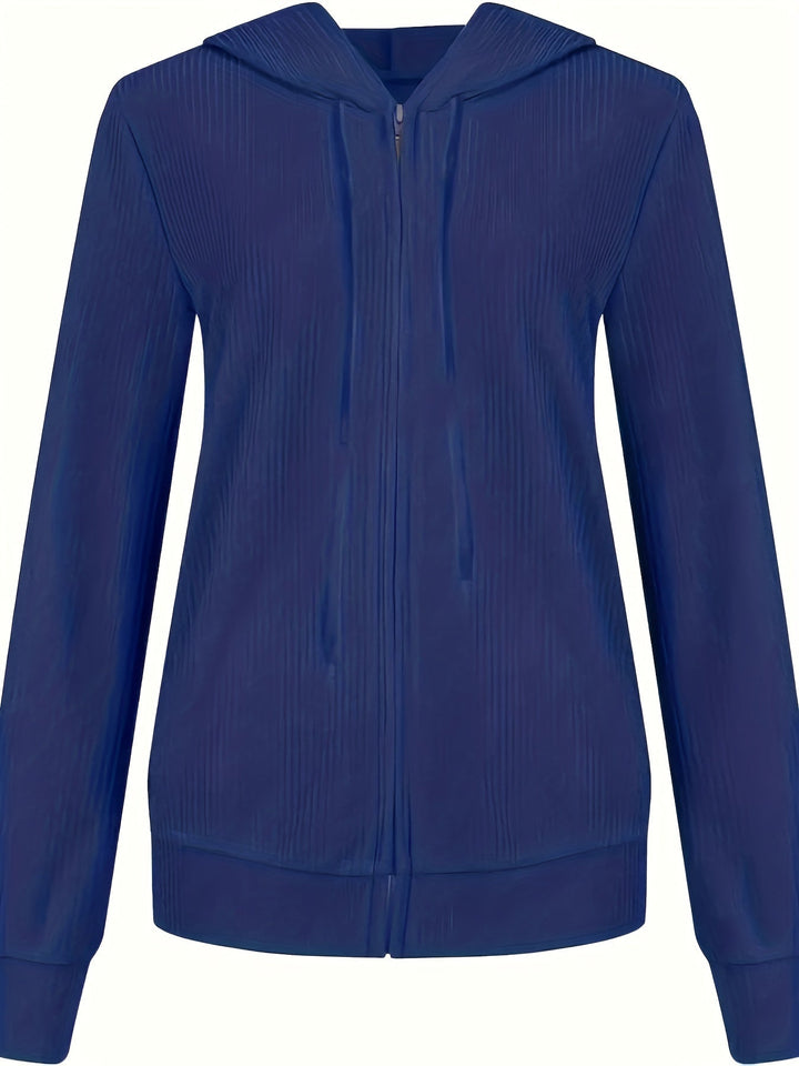 Moira - Hosszú Ujjú, Cipzáras, Húzózsinórral Ellátott Kapucnis Pulóver