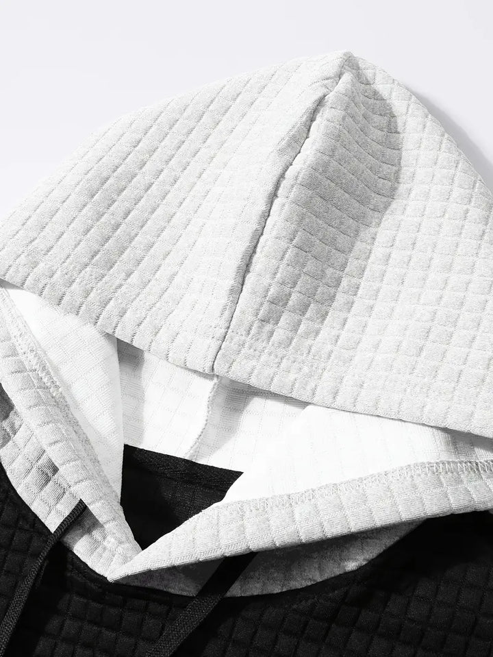 Arvid - Színes Blokkos Texturált Kapucnis Pulóver