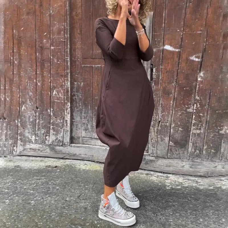 Vionel – Hosszú Ujjú Zsebes Poliészter Ruha