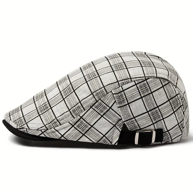 Zared - Állítható Vintage Kockás Beret Sapka