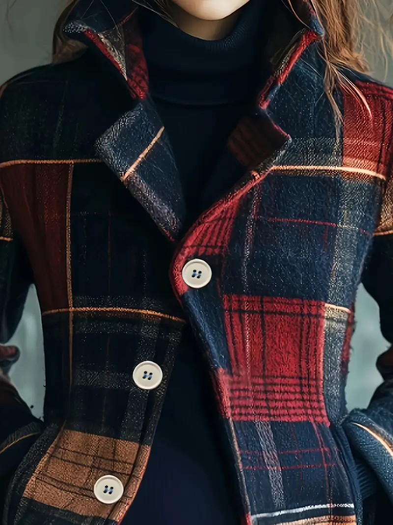 Marsai - Kockás Mintás Rövid Kabát